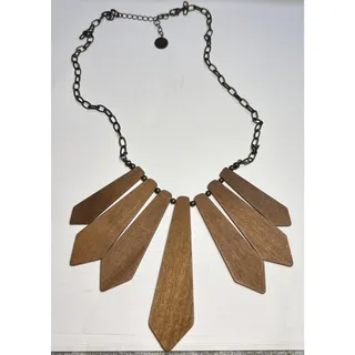 Photo of Necklace Plunder Design Wooden Charms Posse Bronze Chain 20”