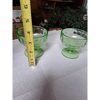 Photo of Set of 2 Federal Uranium Depression Glass Sherbet Dishes (3224)