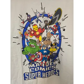 Photo of Disney Marvel Comics Super Heroes Ringer T-Shirt Youth XL White Blue NWOT NEW