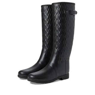 Photo of Hunter refined Tall Vertical quilted Women's rain boots black Size 11