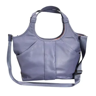 Photo of Betabrand Gilda Laptop Tote Bag Leather Blue Mercury Adjustable Crossbody Strap