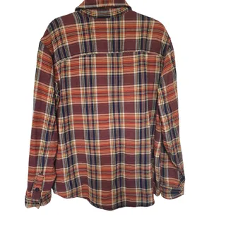 Photo of Buffalo Jeans Mens XL Plaid Flannel Shirt Rust Navy 100% Cotton Button Up