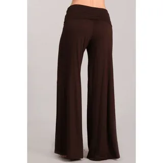 Photo of Chatoyant Plus Size Fold Over Waist Palazzo Pants Brown 2XL