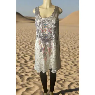Photo of Origami Black and White Aztec Lined All Lace Tunic Dress with Pockets S/M
