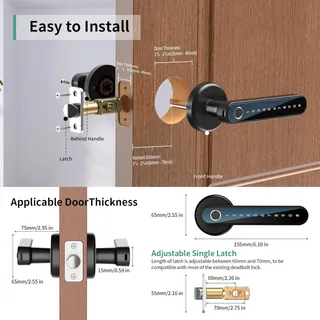 Photo of IRONZON Fingerprint Door Lock – Keyless Entry Smart Lock with Keypad & Handle