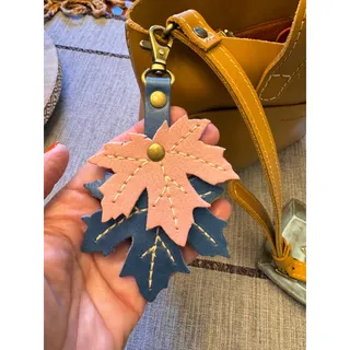 Photo of Portland Leather Maple Leaf Bag Charm NEW 2026 Pink Blue Bag Charm