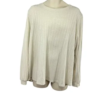 Photo of St. John's Bay 2XL Mens Cream Soft Knit Long Sleeve Crewneck Pullover Sweater