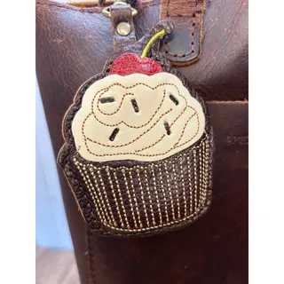 Photo of Portland Leather Cupcake Bag Charm Chocolate Cupcake Purse Charm COLDBREW