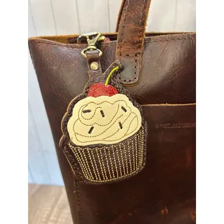 Photo of Portland Leather Cupcake Bag Charm Chocolate Cupcake Purse Charm COLDBREW