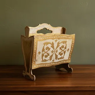 Photo of Vintage Italian Florentine Gilt Wood Magazine Rack-Gold-Hollywood Regency-Holder