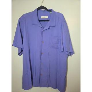 Photo of Tommy Bahama Mens Size XXL 100% Silk Light Purple Button Up Short Sleeve Shirt