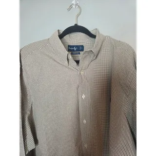 Photo of Ralph Lauren Mens XXL Brown White Check Long Sleeve Button Up Casual Dress Shirt
