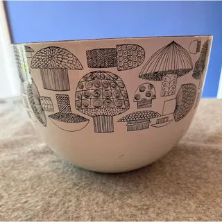 Photo of Vintage Finel Finland Enamel Mushroom Bowl Esteri Tomula Mid Century Modern MCM
