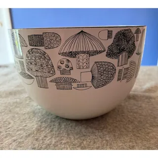 Photo of Vintage Finel Finland Enamel Mushroom Bowl Esteri Tomula Mid Century Modern MCM
