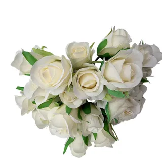 Photo of Faux White Silk Rose Bouquet Flower 31 Stems Decor