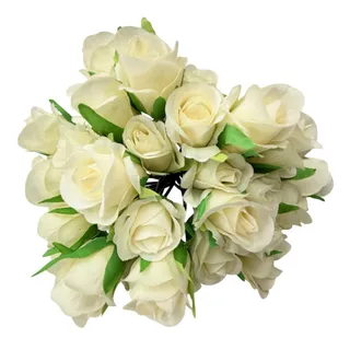 Photo of Faux White Silk Rose Bouquet Flower 31 Stems Decor