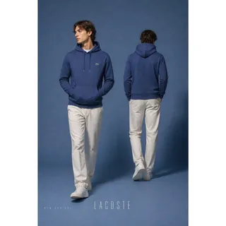 Photo of Lacoste LS Crocodile Logo Jersey Hooded Sweatshirt 100% Cotton Navy Men Size 3XL