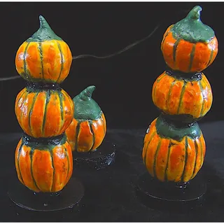 Photo of OOAK Artisinal Hand-Painted Halloween Pumpkin Stack Set (3 Pieces)
