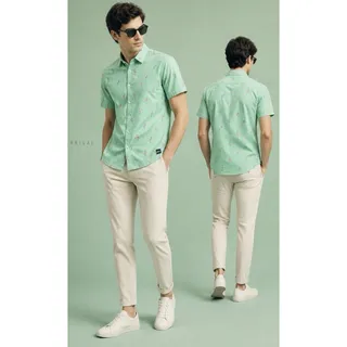 Photo of Vintage Hollister Flamingo Epic Flex Stretch Short Sleeve Shirt Green Men Size S