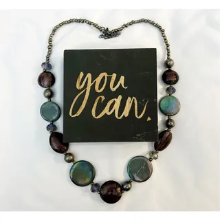 Photo of Vintage Brown/Green Iridescent Beaded Necklace Fashion Jewelry