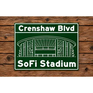 Photo of SoFi Stadium Los Angeles California Road Sign Crenshaw Blvd Street Exit Rams
