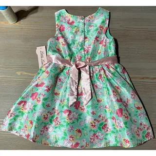 Photo of NEW Little Lass Girls Formal Floral Dress with Pink Satin Sash & Bow (Size 3T)  
