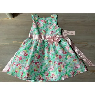 Photo of NEW Little Lass Girls Formal Floral Dress with Pink Satin Sash & Bow (Size 3T)  