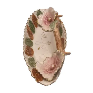 Photo of Vintage Hand-Painted Italian Porcelain Vanity Dish Brown Thornes #T28