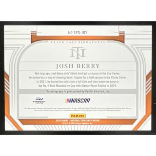 Photo of 2024 Panini National Treasures Josh Berry #TPS-JBY Track Pass Signatures /99