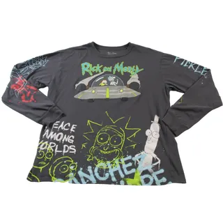 Photo of Rick And Morty Shirt Men XL Gray Pickle Rick Peace Among Worlds Graphic Tee 1553