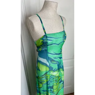 Photo of ETCETERA 100% Silk Abstract Watercolor Maxi Slip Dress Sz 4