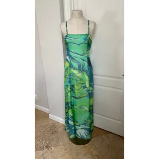 Photo of ETCETERA 100% Silk Abstract Watercolor Maxi Slip Dress Sz 4