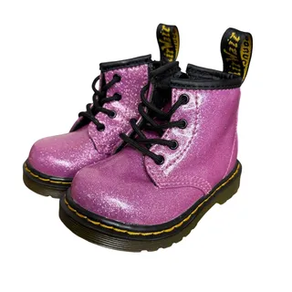 Photo of Dr Martens Size 4 Infant 1460 Glitter Ankle Boots Pink Sparkle Side Zip Combat