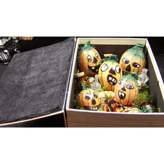Photo of OOAK Handcrafted Halloween Drunken Pumpkins Diorama in Witches Spell Book Box
