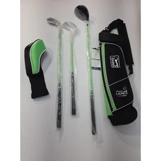 Photo of PGA Tour G1 Series Kids Green Golf Club Set with 3 Clubs, Golf Bag & Club Sock