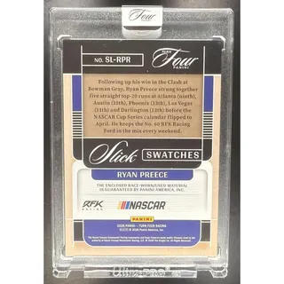Photo of 2026 Panini Turn Four Racing Ryan Preece #SL-RPR Slick Swatches Holo Silver /75