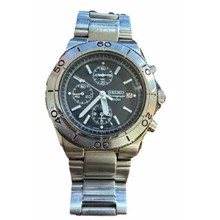 Photo of Seiko Chronograph Alarm Watch Black Dial Stainless Steel 100M Date