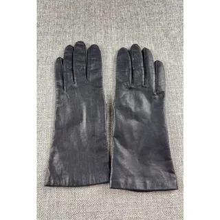 Photo of Vintage Aris RN 35548 Black Genuine Leather Gloves Womens 7.5 Lined