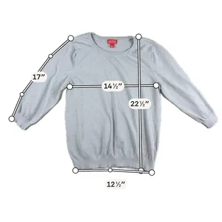 Photo of ELLE Womens L Gray Blue Swiss Dot Textured Crewneck Pullover Sweater