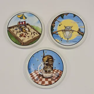 Photo of 3 Gary Patterson Cat Comic Strip Ceramic Coasters Home Decor Plate Wall Idea