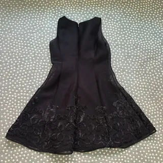 Photo of DKNY Black Tulle Embroidered Floral Mesh Fit & Flare Cocktail Dress Sz 12