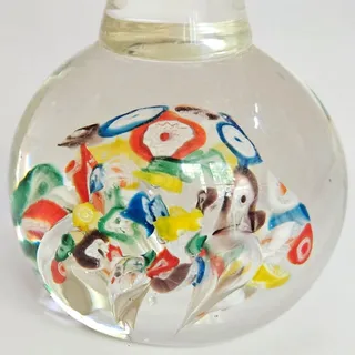 Photo of Vintage MCM Lenwile Ardalt Japan Art Glass Vase | Red Millefiori Paperweight