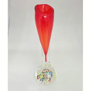 Photo of Vintage MCM Lenwile Ardalt Japan Art Glass Vase | Red Millefiori Paperweight