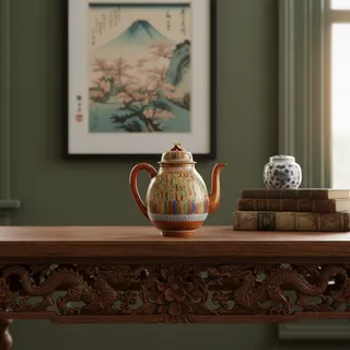 Photo of Vintage Japanese 1000 Thousand Faces Teapot-Hand Painted Porcelain-Kutani Style