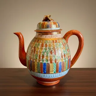 Photo of Vintage Japanese 1000 Thousand Faces Teapot-Hand Painted Porcelain-Kutani Style