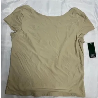 Photo of Wild Fable Beige Low Scoop Back Short Sleeve Top XL Stretchy NWT Target