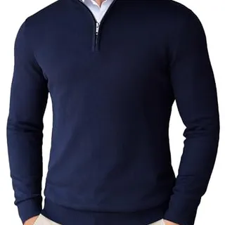 Photo of Men’s Slim Fit Zip up Mock Neck Polo Sweater Casual Long Sleeve Pullover S