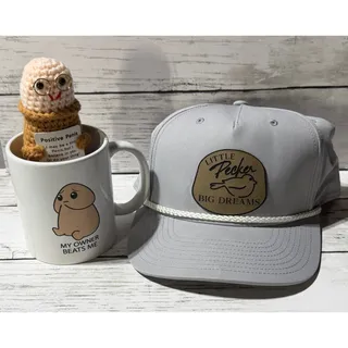 Photo of NEW Richardson Little Pecker Club Gray Baseball Cap with Mug and Keychain Gag Gifts 