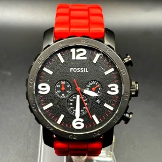 Photo of Fossil Nate JR1422 Black red Chronograph Men’s Watch 50mm