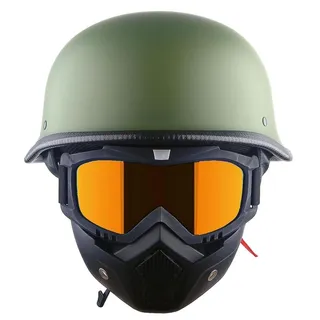 Photo of Motorcycle Half Helmet German Style Small Green Open Box
